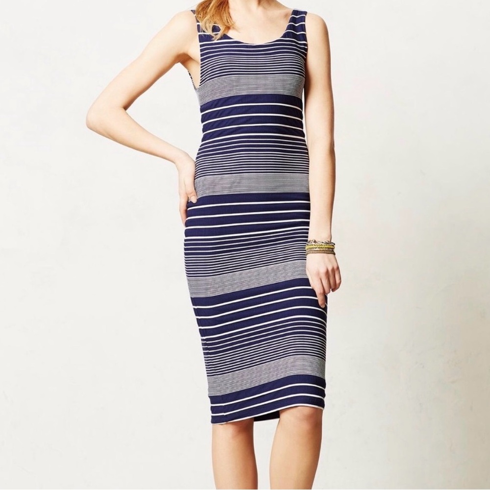 Maeve Bodycon Dark Blue/ White Dress